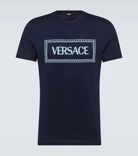Versace Logo embroidered cotton jersey T-shirt 1