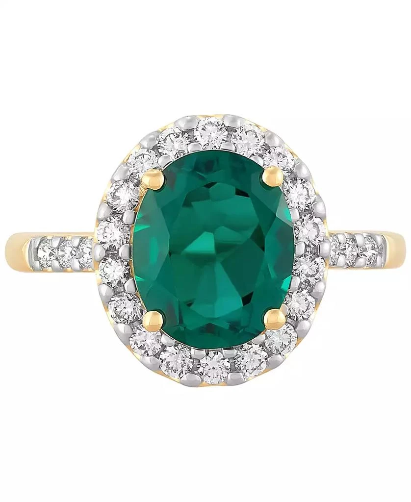 Grown With Love Lab Grown Emerald (2-5/8 ct. t.w.) & Lab Grown Diamond (1/2 ct. t.w.) Oval Halo Ring in 14k Gold 3