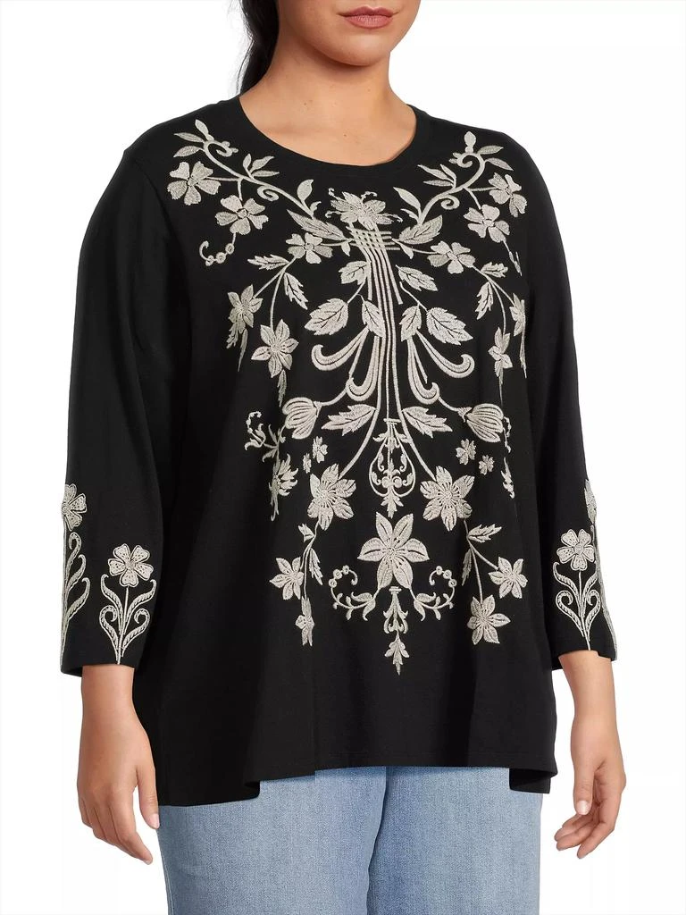 Johnny Was Plus Size, Talithia Embroidered T-Shirt 4