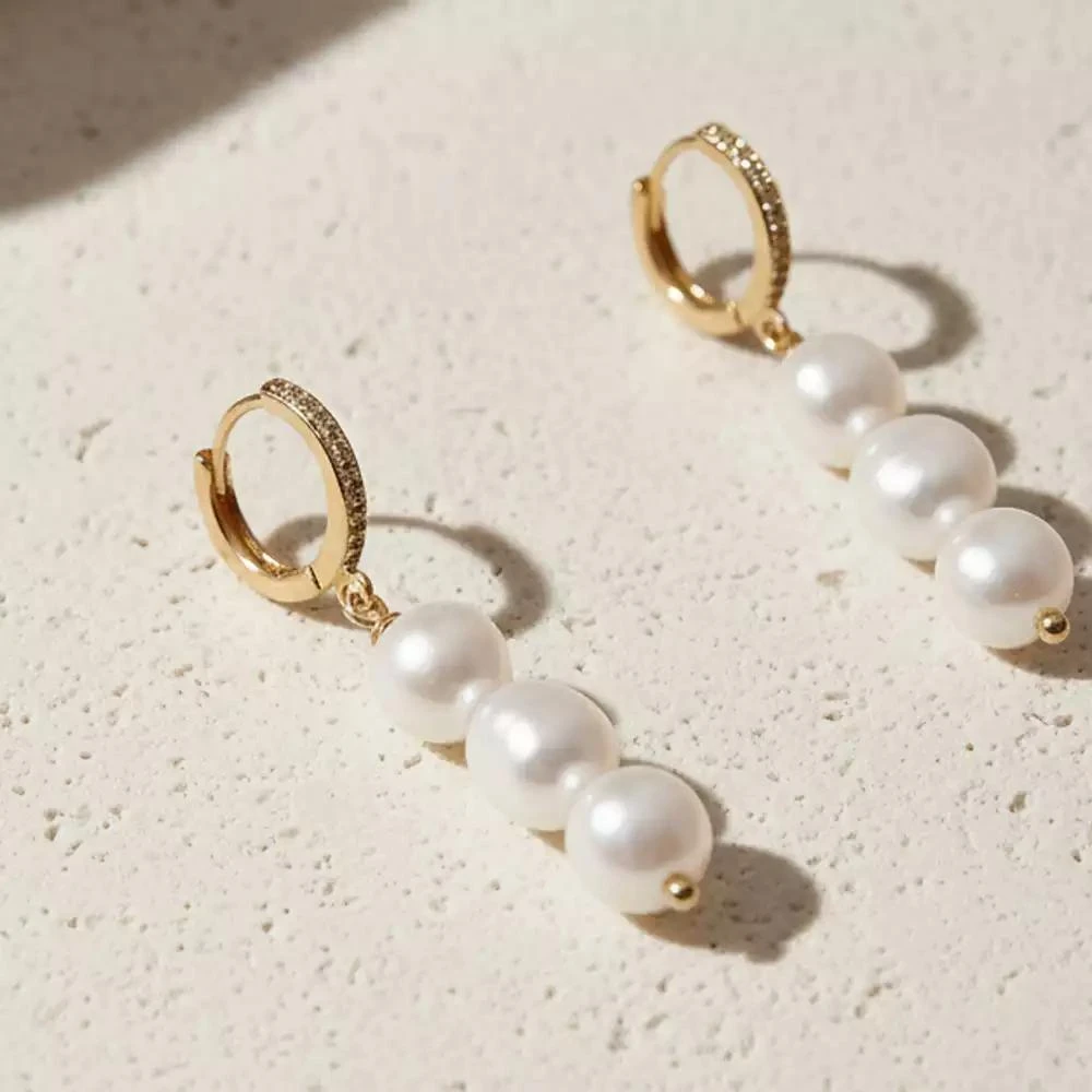 Joey Baby 18K Gold Plated Brass with Freshwater Pearl - Maja Earrings For Women