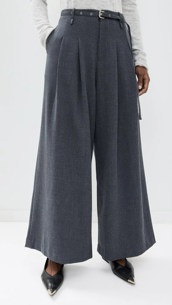Pixie Market Smoking Belted Grey Wide Leg Pants 1