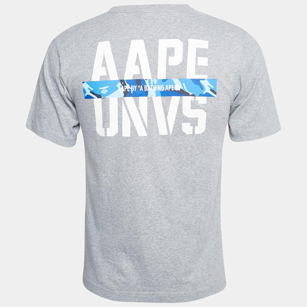 A Bathing Ape A Bathing Ape Grey Aape Universe Print Cotton Crew Neck T-Shirt S