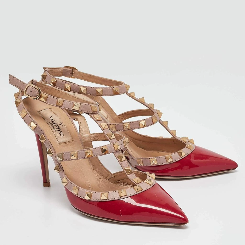 Valentino Valentino Red Patent Leather Rockstud Ankle Strap Pumps Size 37.5 5