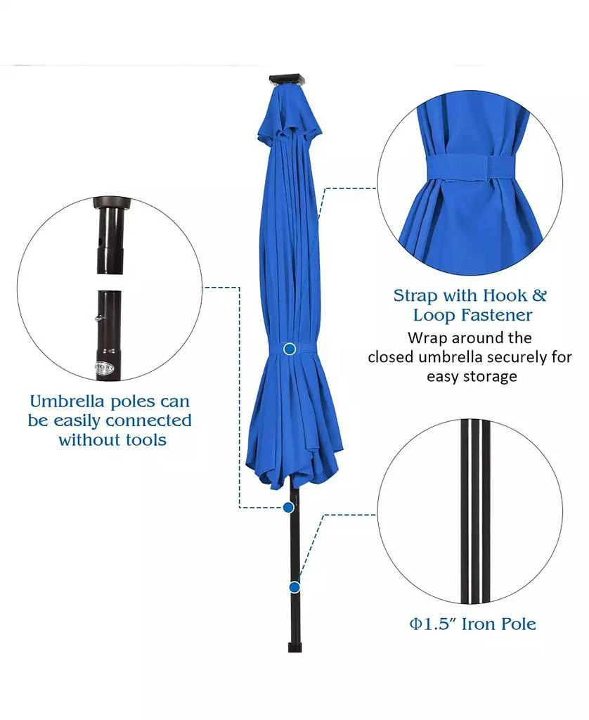 GOUUN 10 Feet Outdoor Patio Umbrella with Bright Solar LED Lights 2