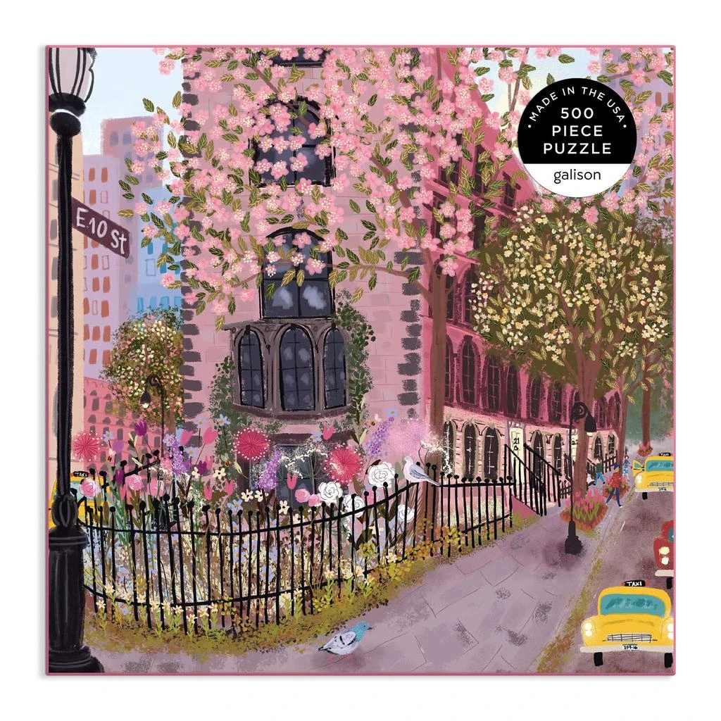 Galison Blooming Streets 500 Piece Puzzle from Galison - Beautifully Illustrated Jigsaw Puzzle of a Local NYC Street, Fun 
Challenging, Unique Gift Idea 8