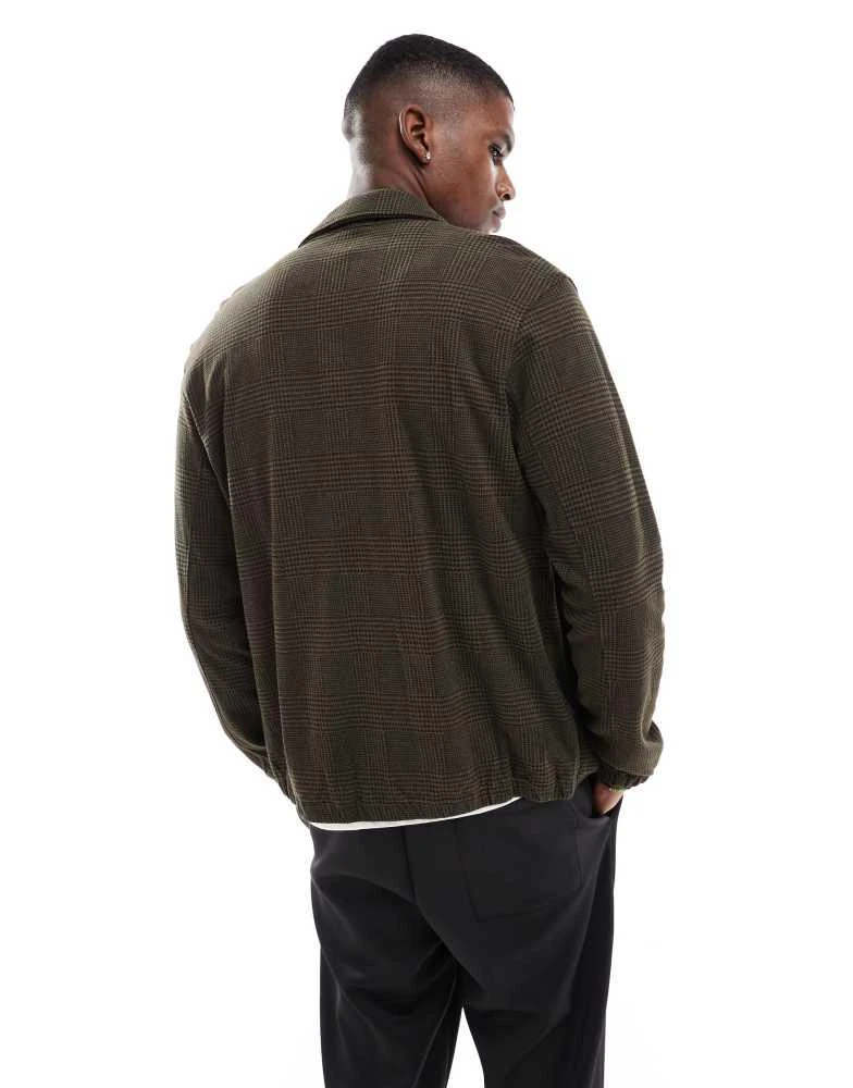 Ralph Lauren Polo Ralph Lauren Bayport icon logo prince of wales check print jersey jacket in olive green 3
