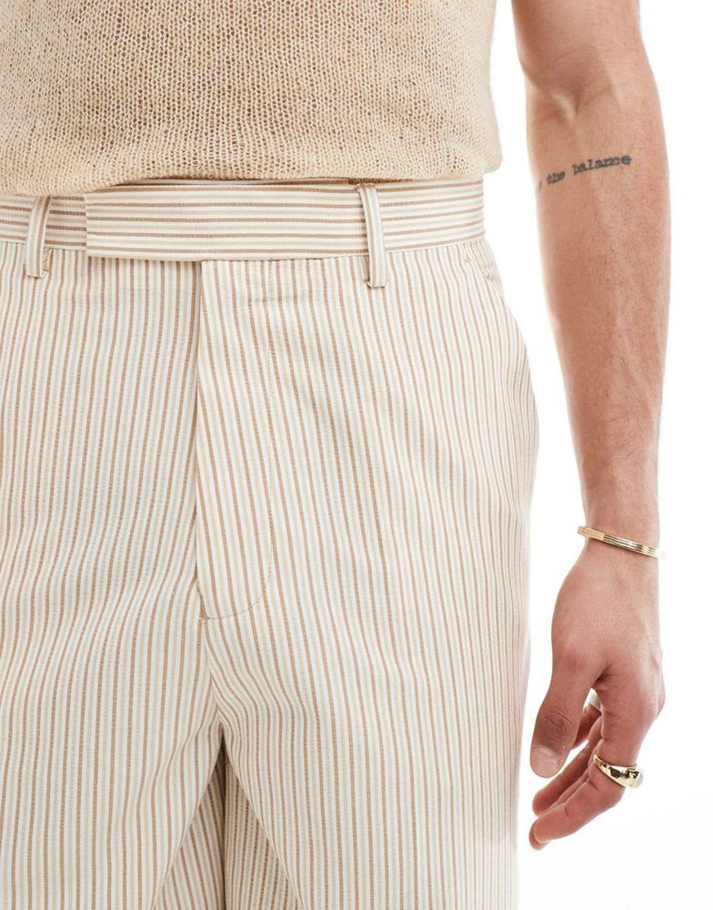 ASOS ASOS DESIGN smart shorts in textured linen stripe 4