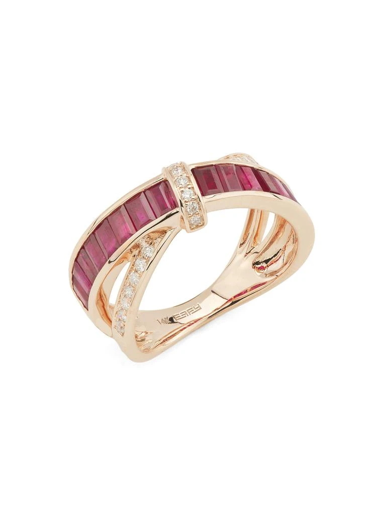 Effy 14K Rose Gold, 1.60 TCW Ruby 
0.15 TCW Diamond Ring