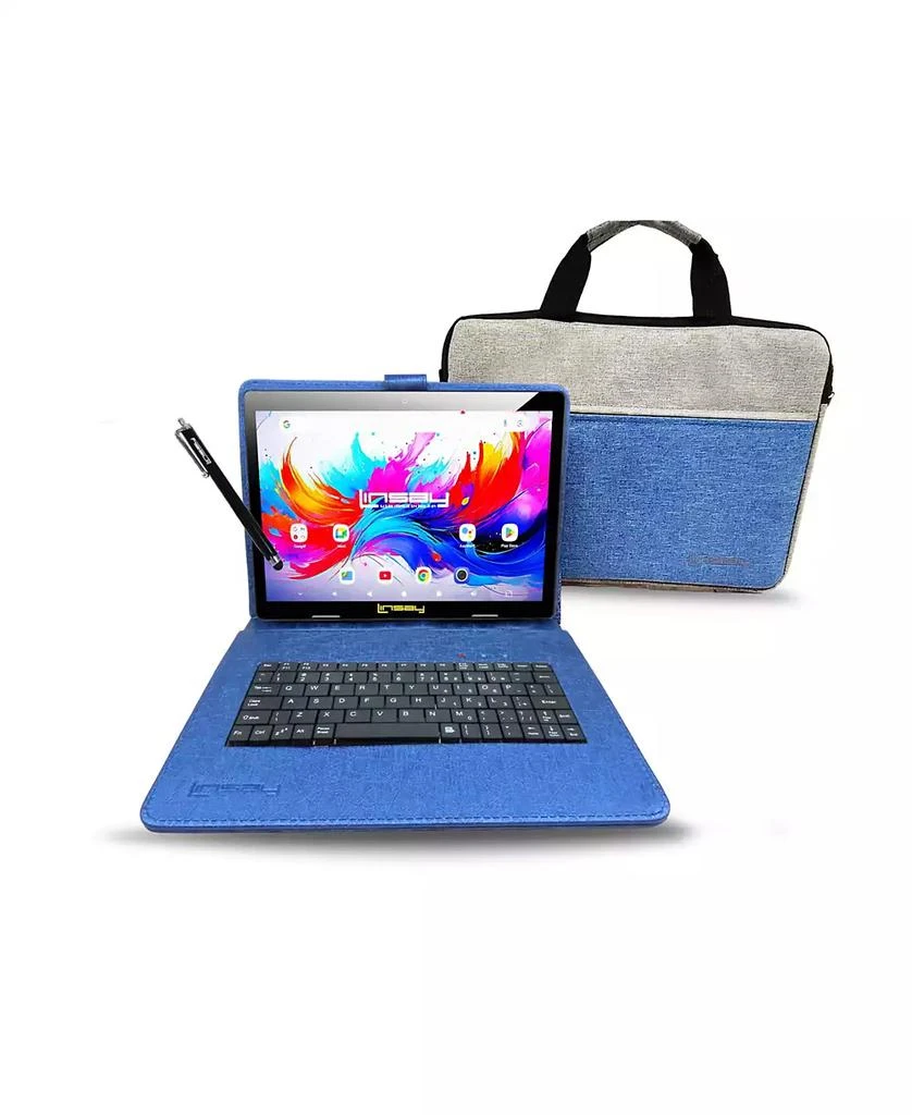 LINSAY 10.1" Octa Core 256GB Storage Android 15 with Unique Oracle Keyboard Case and Tablet Briefcase