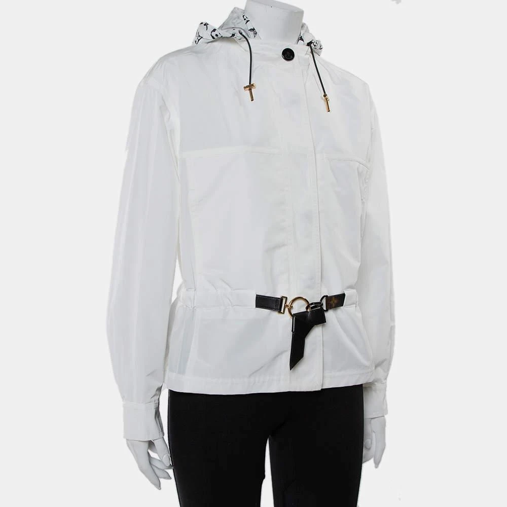 Louis Vuitton Louis Vuitton White Synthetic Logo Printed Hood Detail Belted Parka Jacket M 3