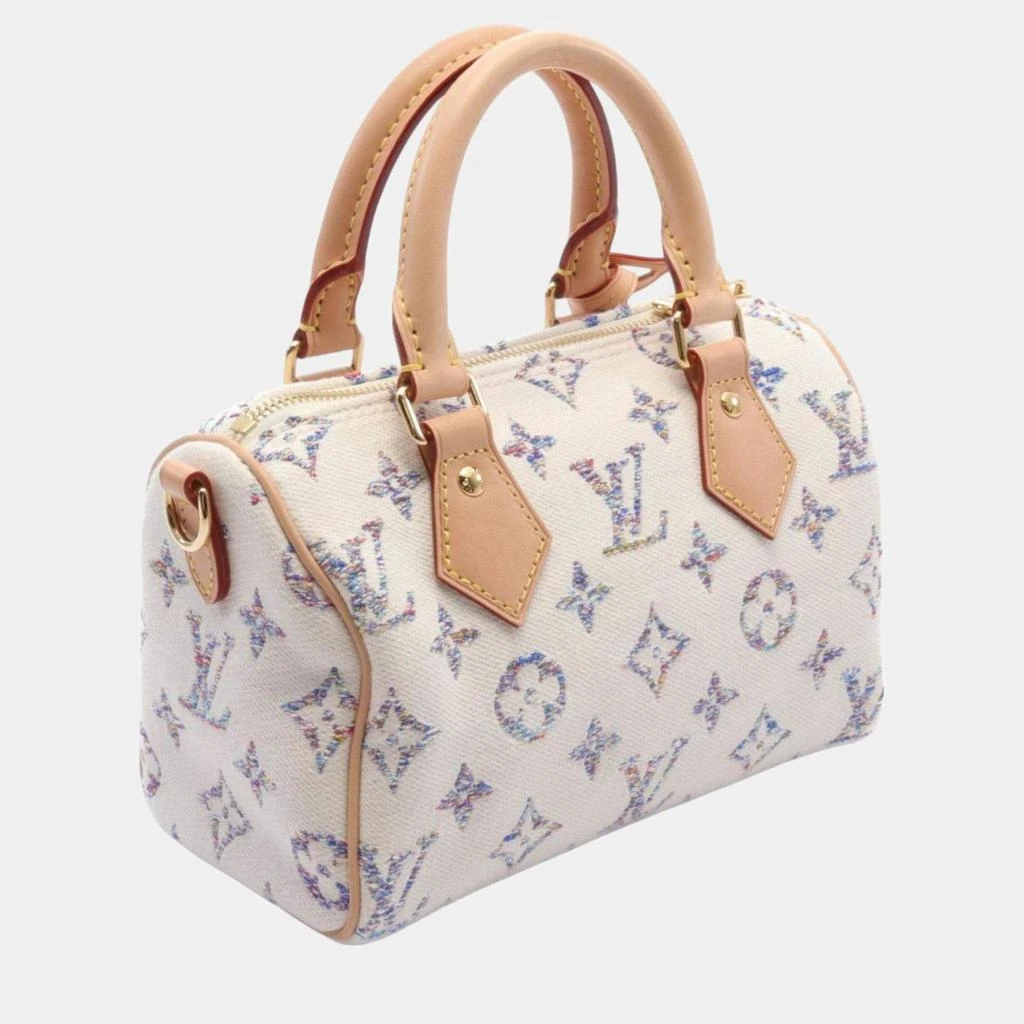 Louis Vuitton Louis Vuitton White Multicolor Leather Speedy Bandouliere 20 Monogram Jacquard Handbag 2
