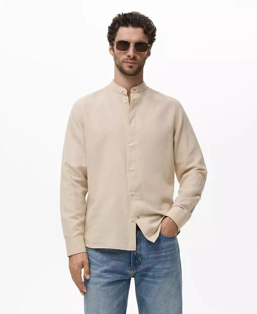 Men's Mao Collar Linen Shirt – On Sale Now with Up to 31% Off