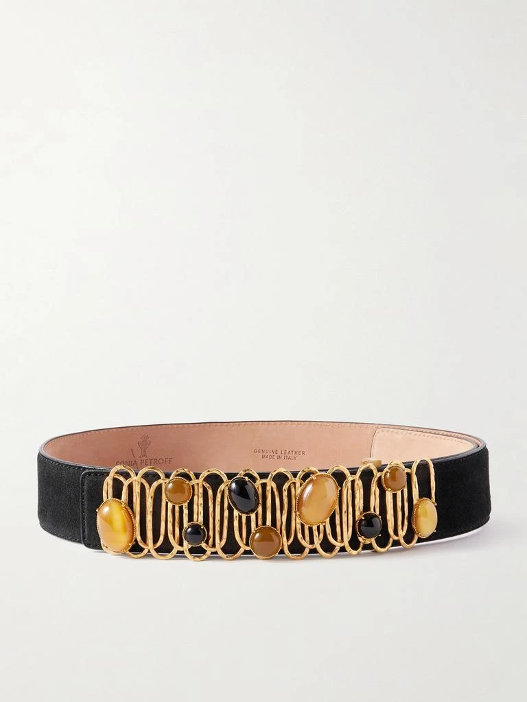 Sonia Petroff Loop De Loop Embellished Suede Belt