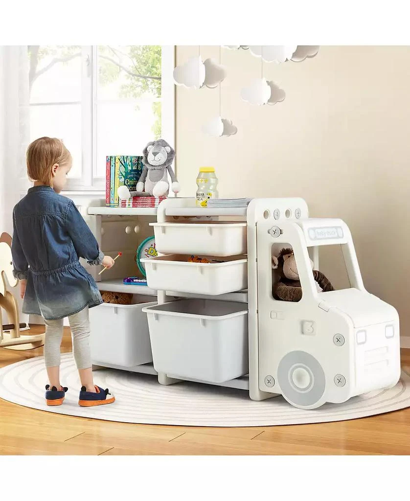 GOUUN Toddler Truck Storage Organizer with Plastic Bins 10