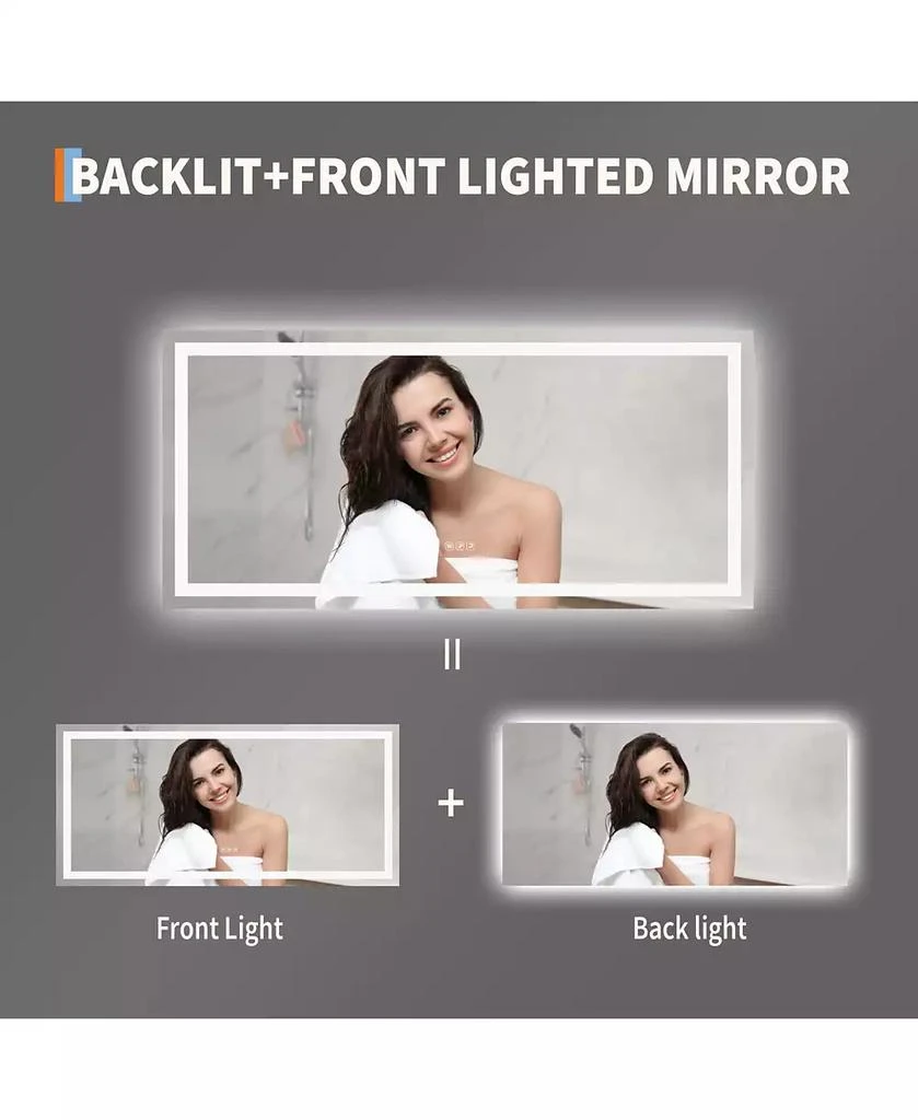 Homfan LED Bathroom Mirror with Lights, Front Lit + Backlit Vanity Mirror for Wall, Dimmable Lighted Bathroom Vanity Mirror, Anti-Fog, Memory Function 3