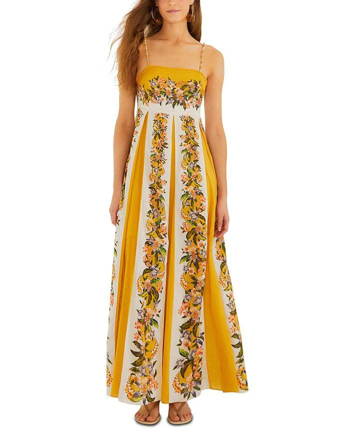 long ruffle maxi dress in blue Santiago 3 Maxi Dress - Blue Paisley Flowers main image 1
