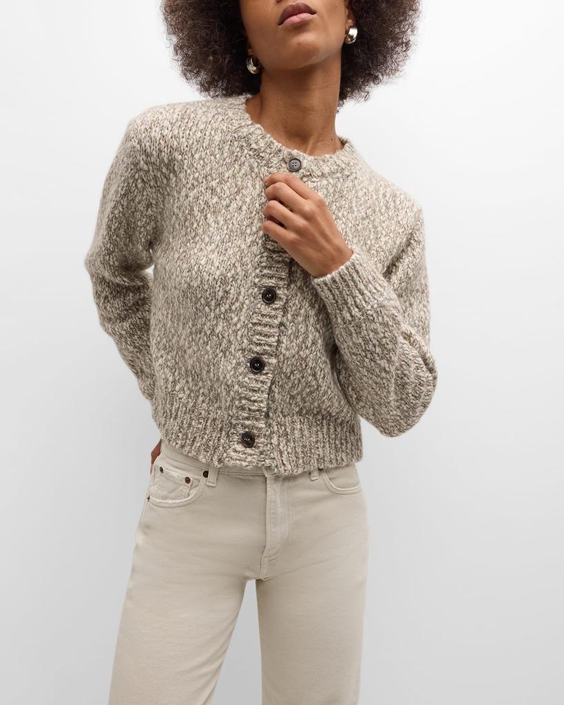 FRAME Marled Button-Down Cardigan CREAM-MULTI MEDIUM FRAME Marled Button-Down Cardigan CREAM-MULTI MEDIUM