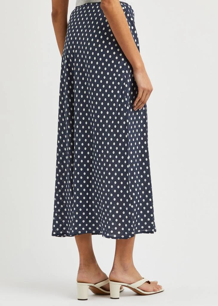 Rixo Ardith polka dot-print silk midi skirt 3