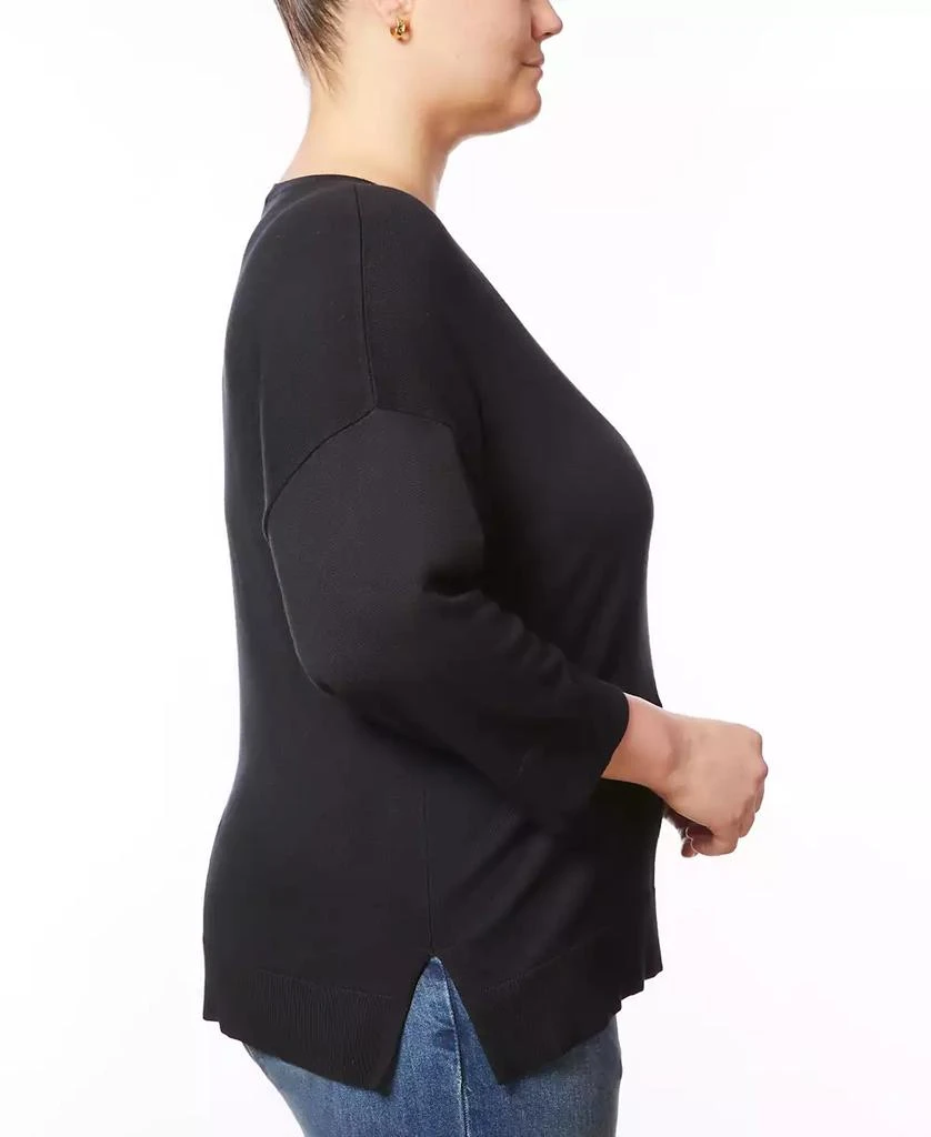 Melissa Paige Plus Size Cable-Knit Dropped-Shoulder 3/4-Sleeve Sweater 3