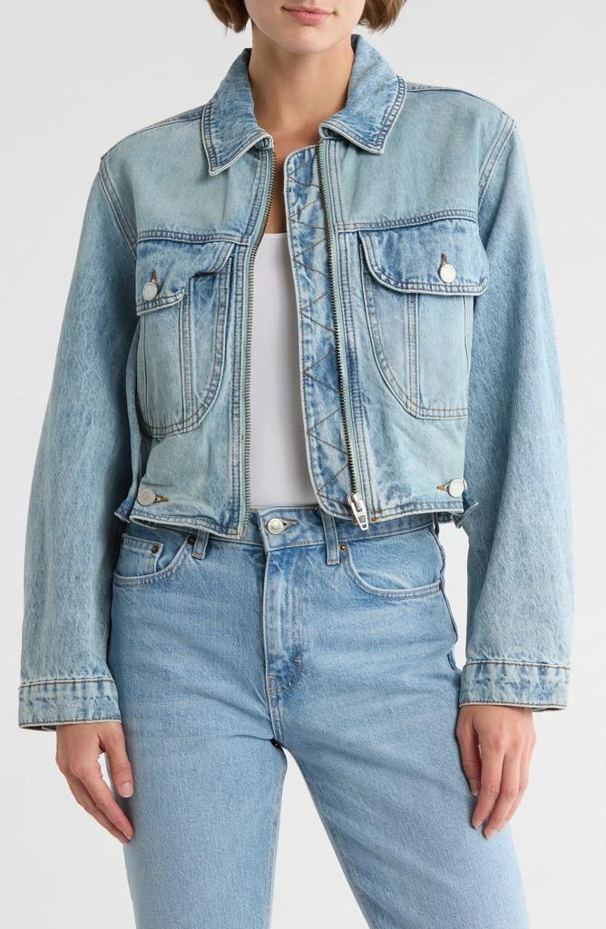 Blank NYC Crop Denim Jacket with Adjustable Waist