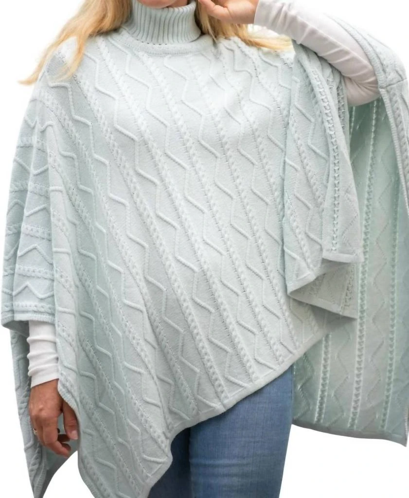 Burgess Sweaters Lightweight Yarn Poncho In Mist