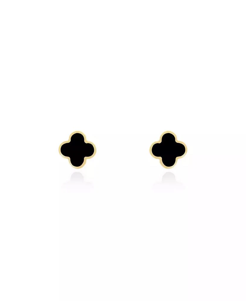 The Lovery Mini Onyx Clover Stud Earrings 14K Yellow Gold 3