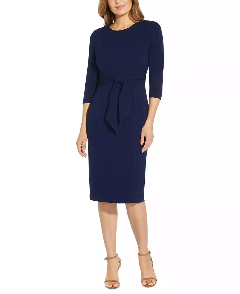 Adrianna Papell Crepe Tie Waist Sheath Dress