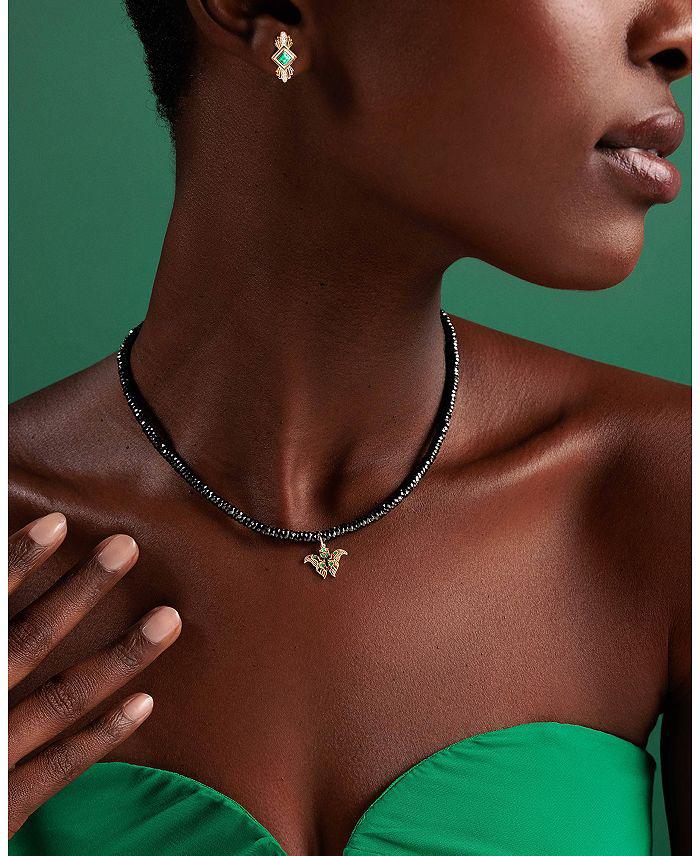 Sydney Evan Wicked x Sydney Evan 14K Yellow Gold Multi Gemstone Elphaba Moth Pendant Sydney Evan Necklace, 18"