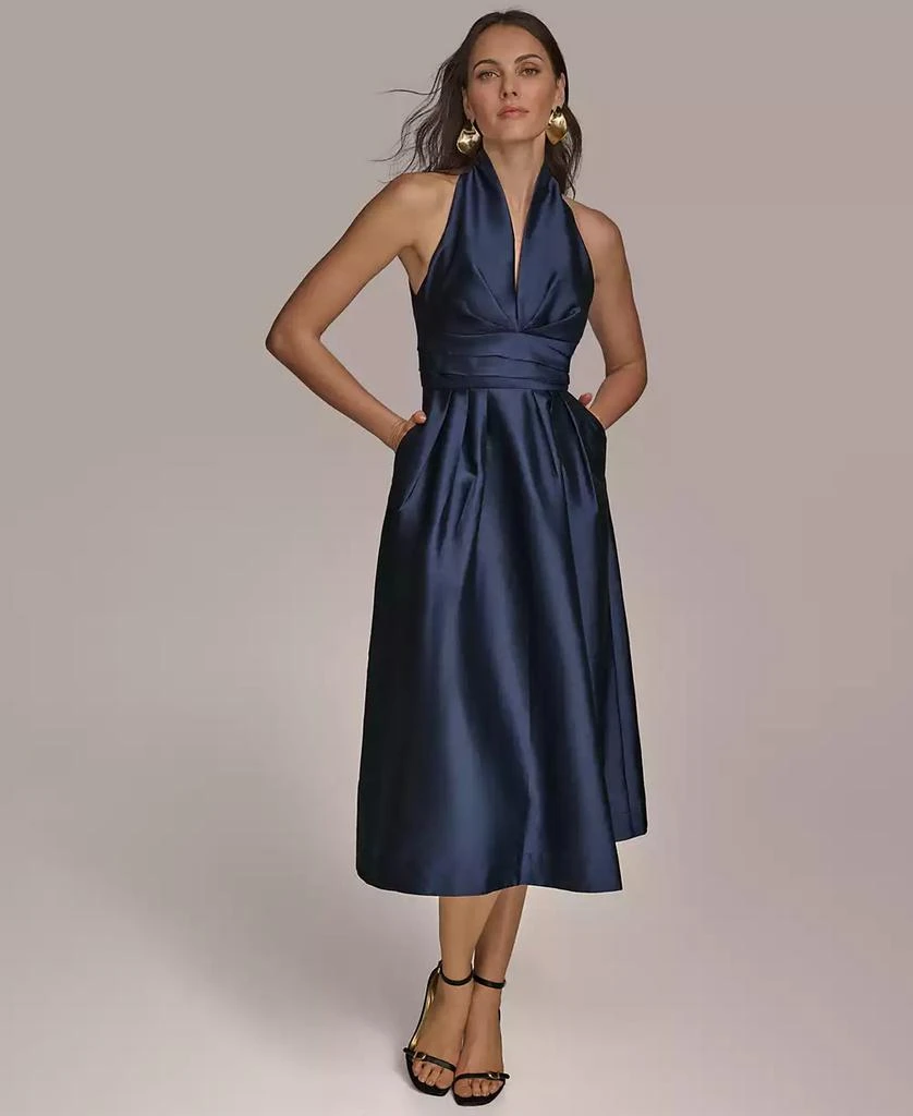 Donna Karan Women's A-Line Halter Midi Dress 3