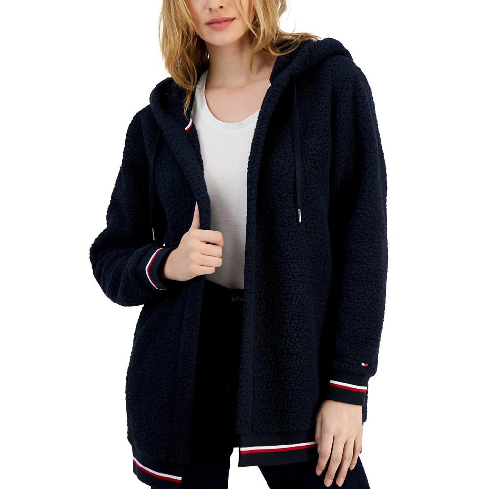 Tommy Hilfiger Women's Open-Front Hooded Sherpa Fleece Jacket 1