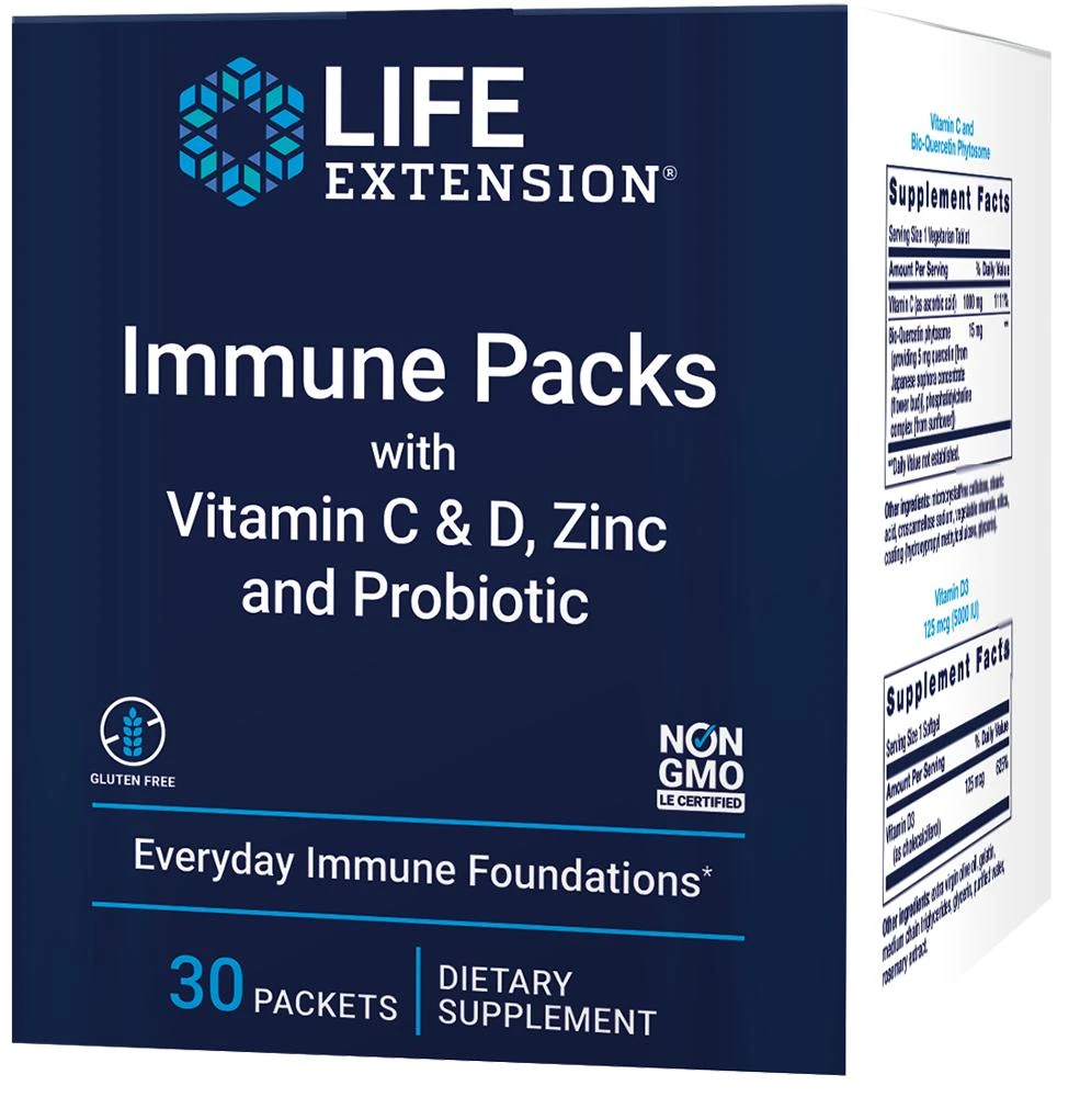 Life Extension Life Extension Immune packetss with Vitamin C & D, Zinc and Probiotic (30 packets) 1