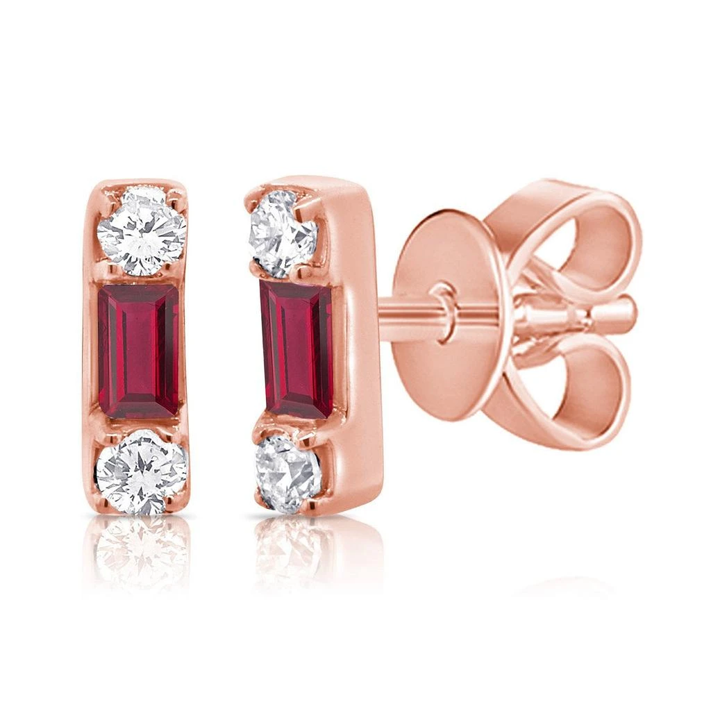 Sabrina Designs 14k Gold Diamond & Ruby Stud Earrings 3