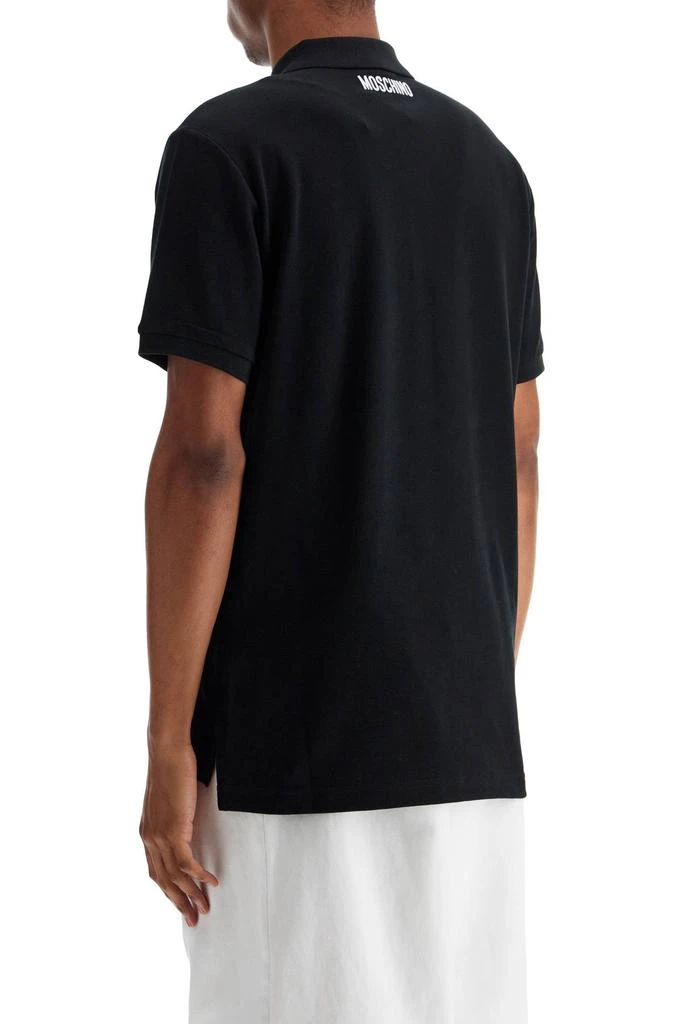 Moschino men's black cotton polo with duck embroidery 3