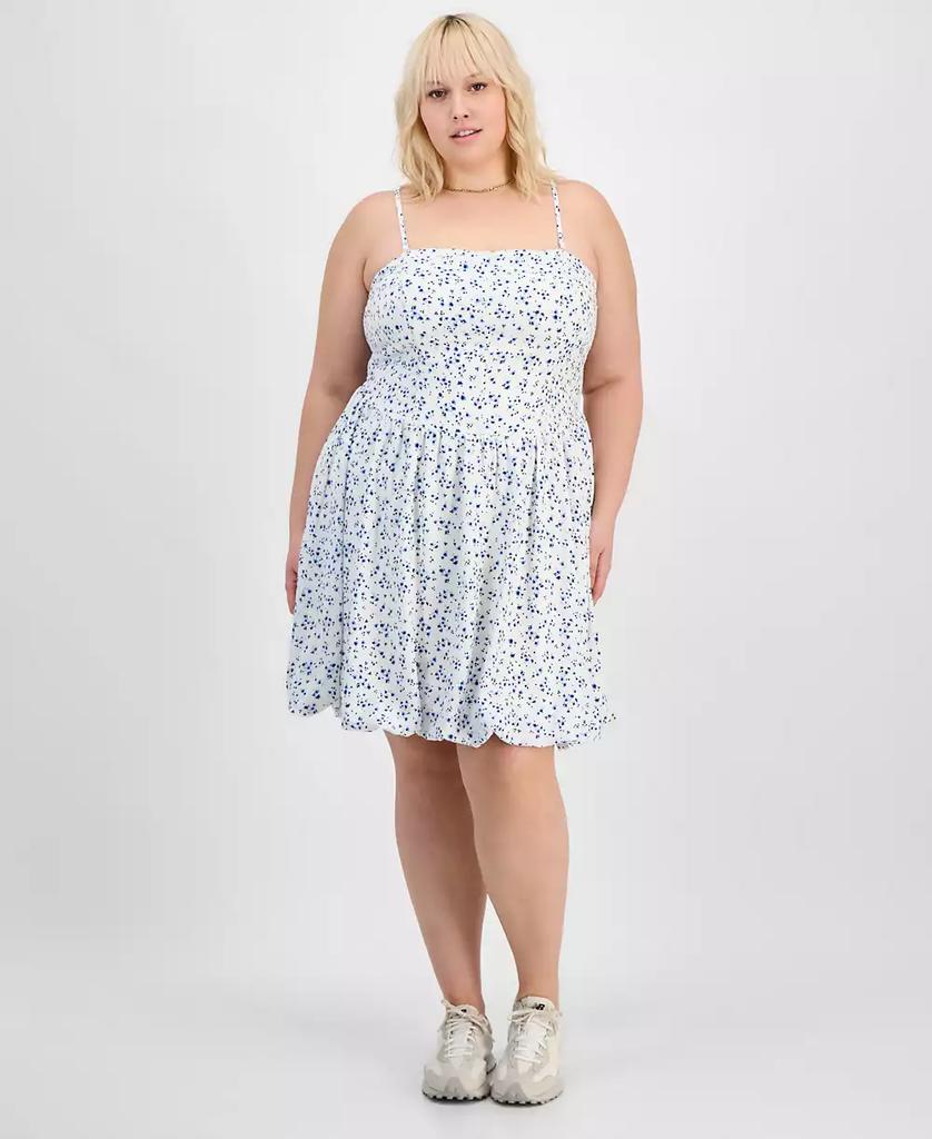 Derek Heart Trendy Plus Size Smocked Floral Bubble-Hem Dress