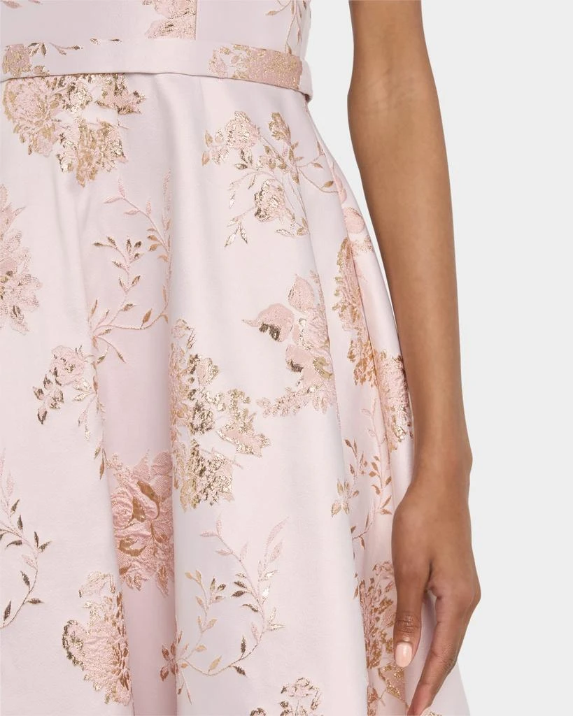 Pamella Roland Reo Metallic Floral Jacquard Sleeveless Midi Dress 5