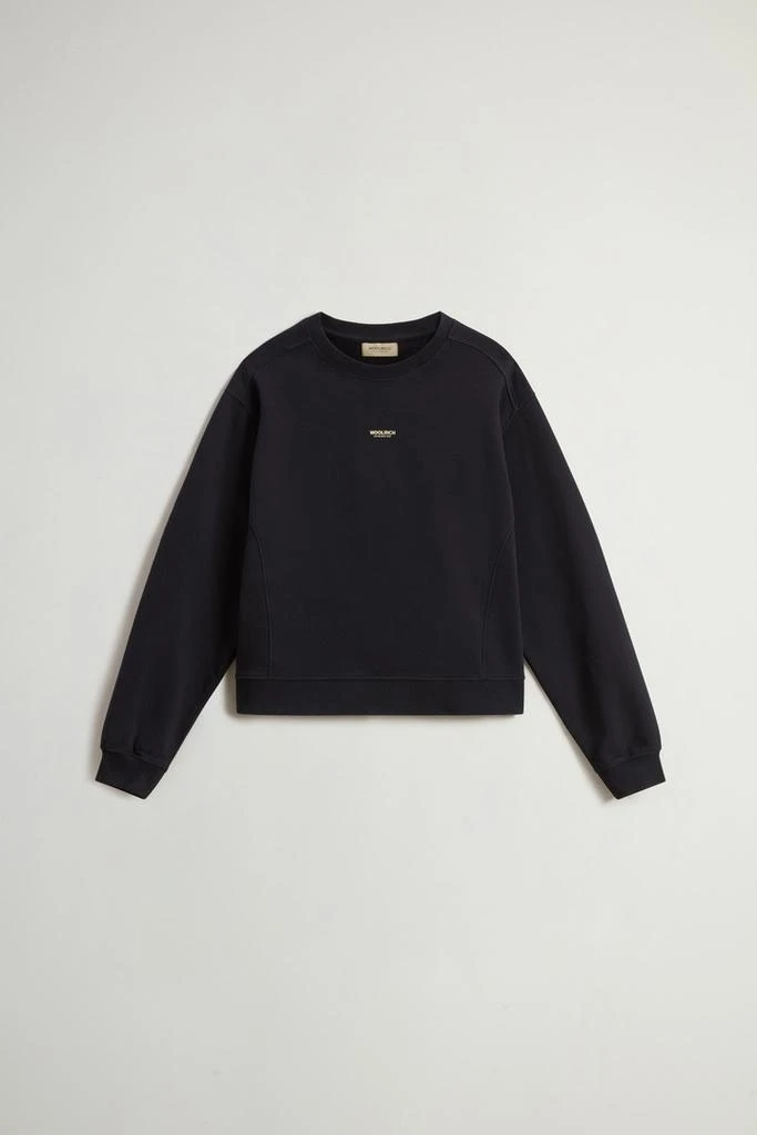 Woolrich Crewneck Sweatshirt in Pure Cotton with Embroidered Logo - Women - Black 5