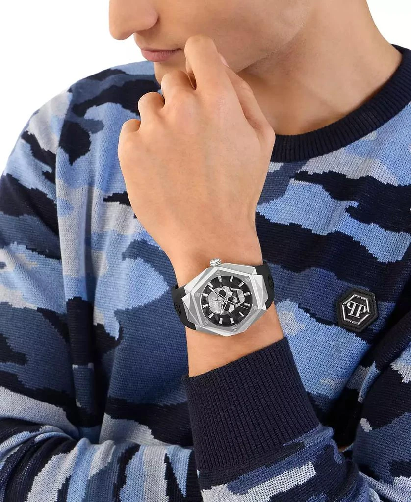 Philipp Plein Men's The Skull Spikes Black Silicone Strap Watch 45mm 5