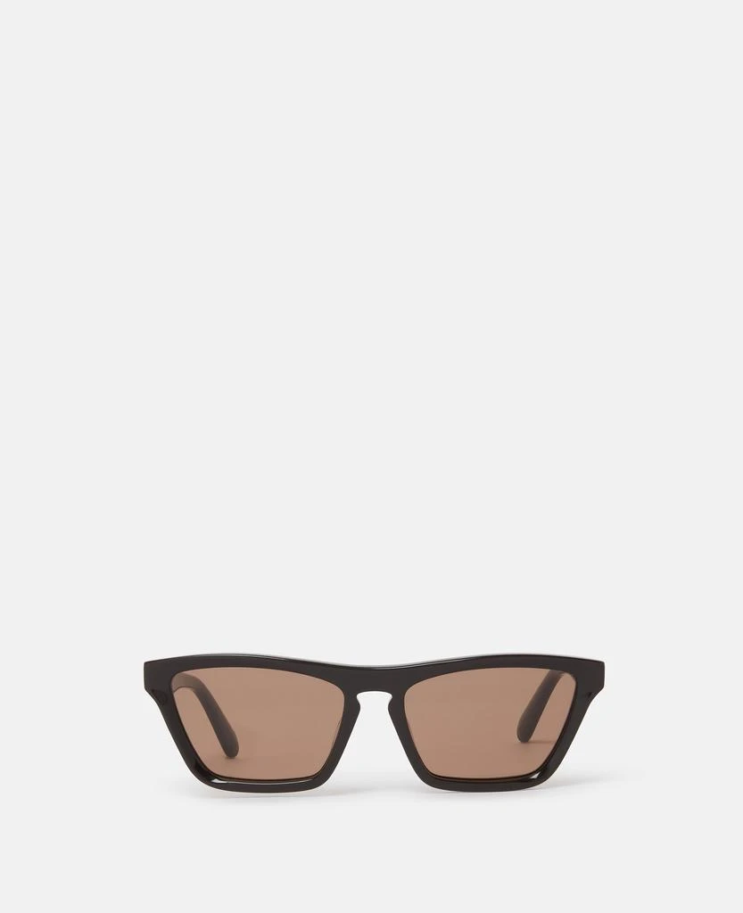 Stella McCartney Stella McCartney - Rectangular Cat-Eye Sunglasses, Woman, Translucent dark chocolate and gold 1