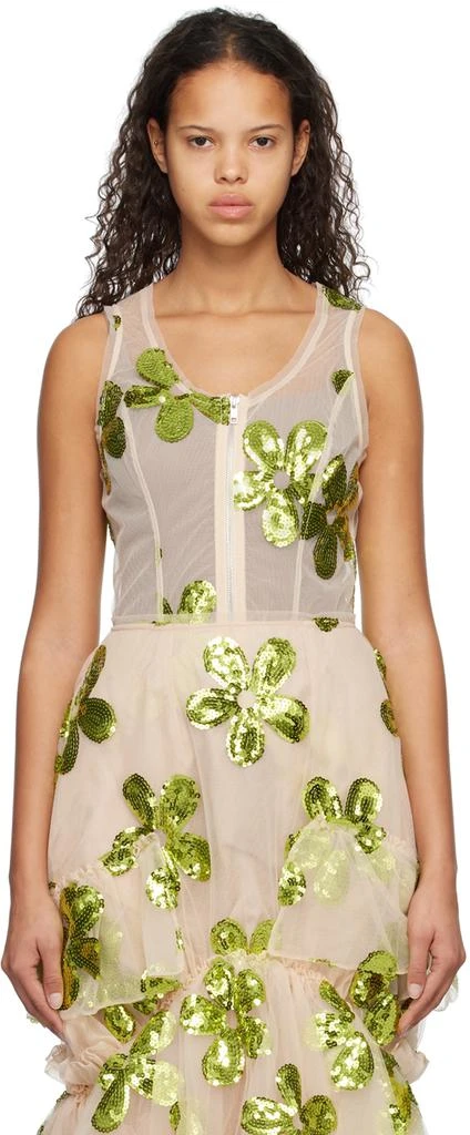 Simone Rocha Beige Zip-Up Bodysuit 1