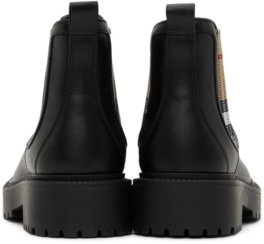 Burberry Kids Black Check Detail Chelsea Boots 2