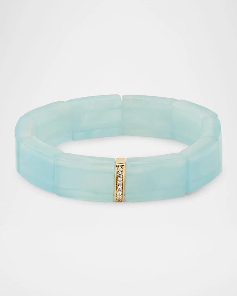 Sydney Evan Small Single Row Pave Spacer on Aquamarine Rectangle Bead Bracelet