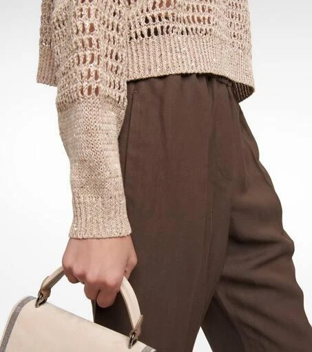 Brunello Cucinelli Embellished openwork sweater 5