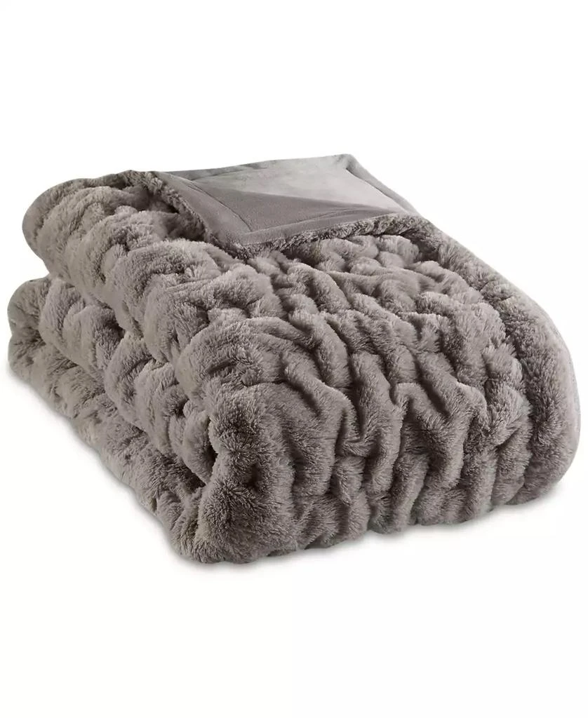 Madison Park Ruched Reversible Faux-Fur Throw, 50" x 60" 2