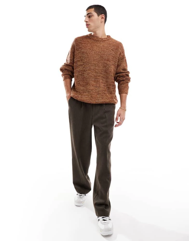 ASOS ASOS DESIGN knitted oversized fisherman rib jumper in tan 2