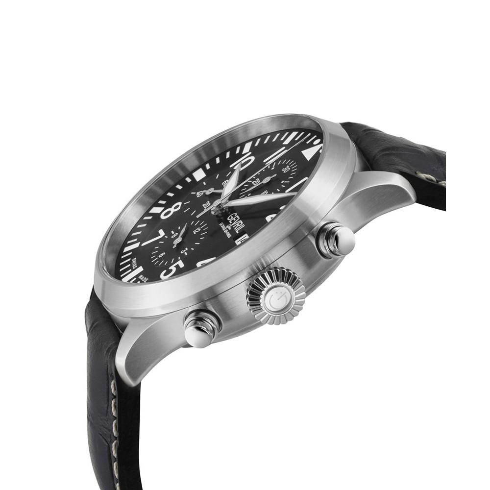 Gevril Men's Vaughn Swiss Automatic Black Italian Leather Strap Watch