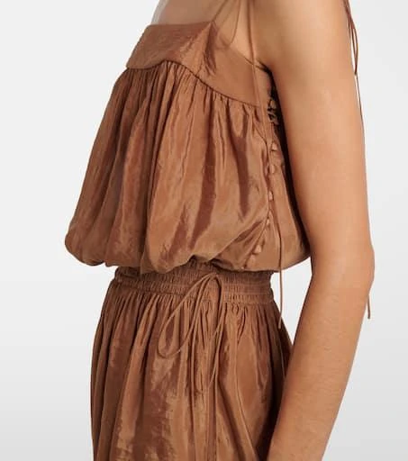 Yves Saint Laurent Shirred chiffon satin midi dress 6