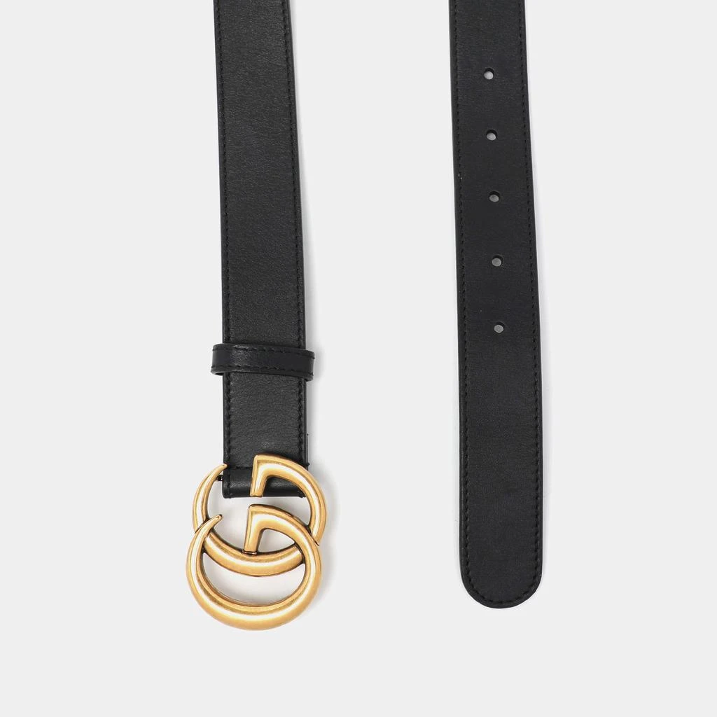 Gucci Gucci Black Leather GG Marmont Buckle Belt 85CM 2