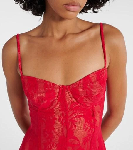 norma kamali red lace dress Norma Kamali Underwire Midcalf Dress w/ Bodysuit