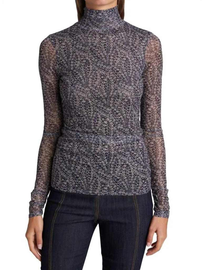 cinq a sept Bramble Turtleneck Top In Navy Blue 1