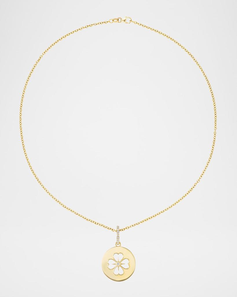 Sheryl Lowe 14K Yellow Gold Clover Charm Pendant Necklace